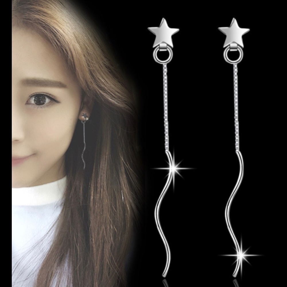 925 Sterlingโ Silver Star Water Ripple Earrings